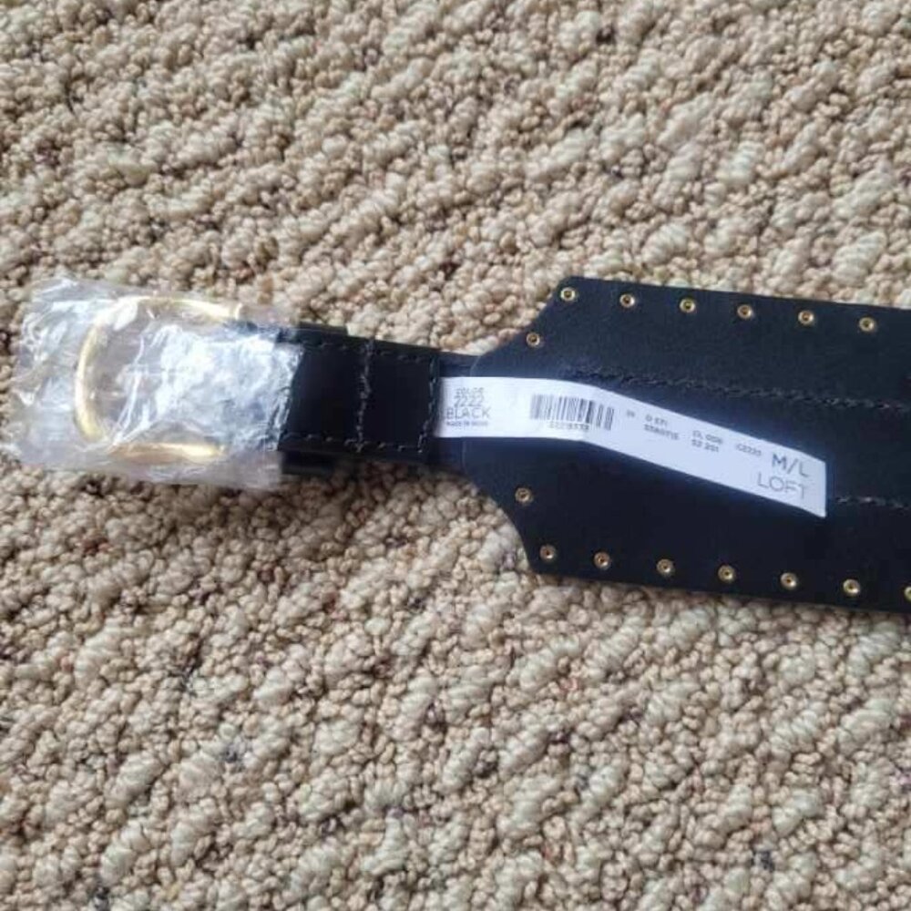 Loft black leather, gold studded, waist belt in size M/L NWT - Picture 8 of 9